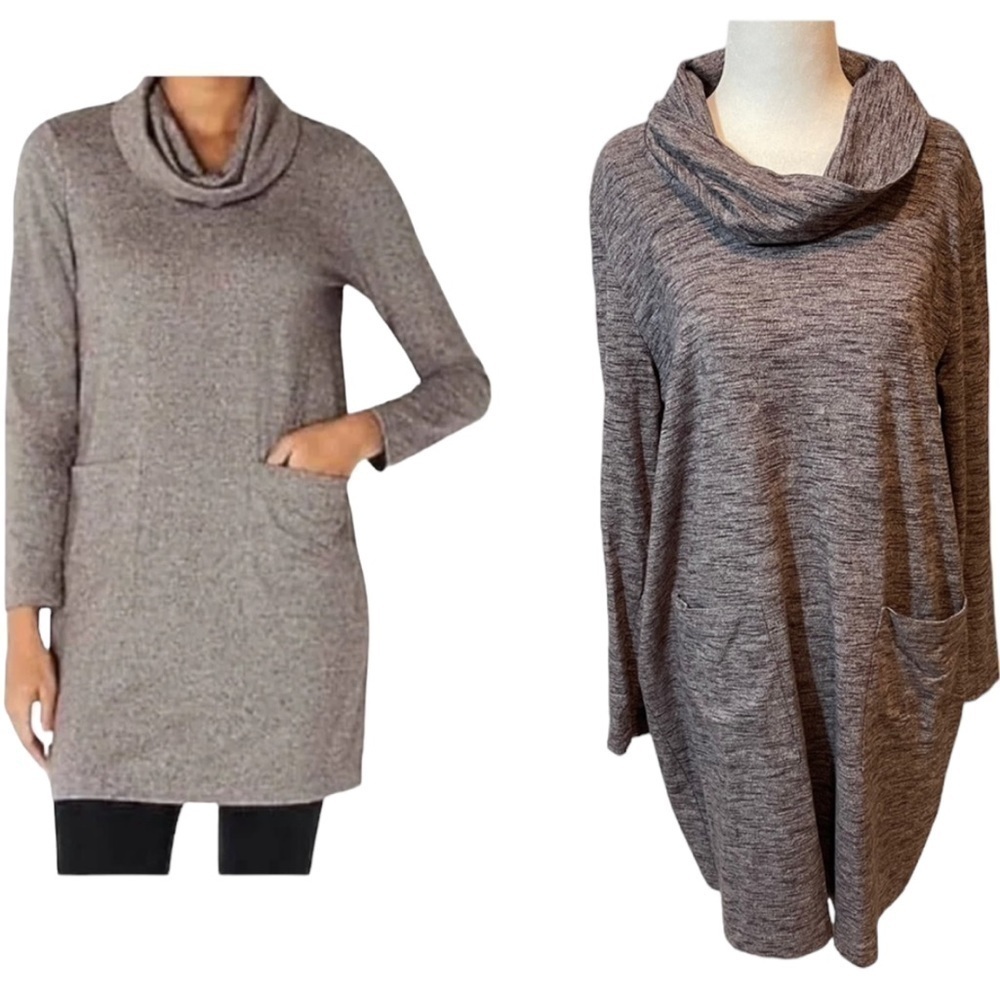 J JILL Pure Jill Dress purple cowl neck, pockets size Large